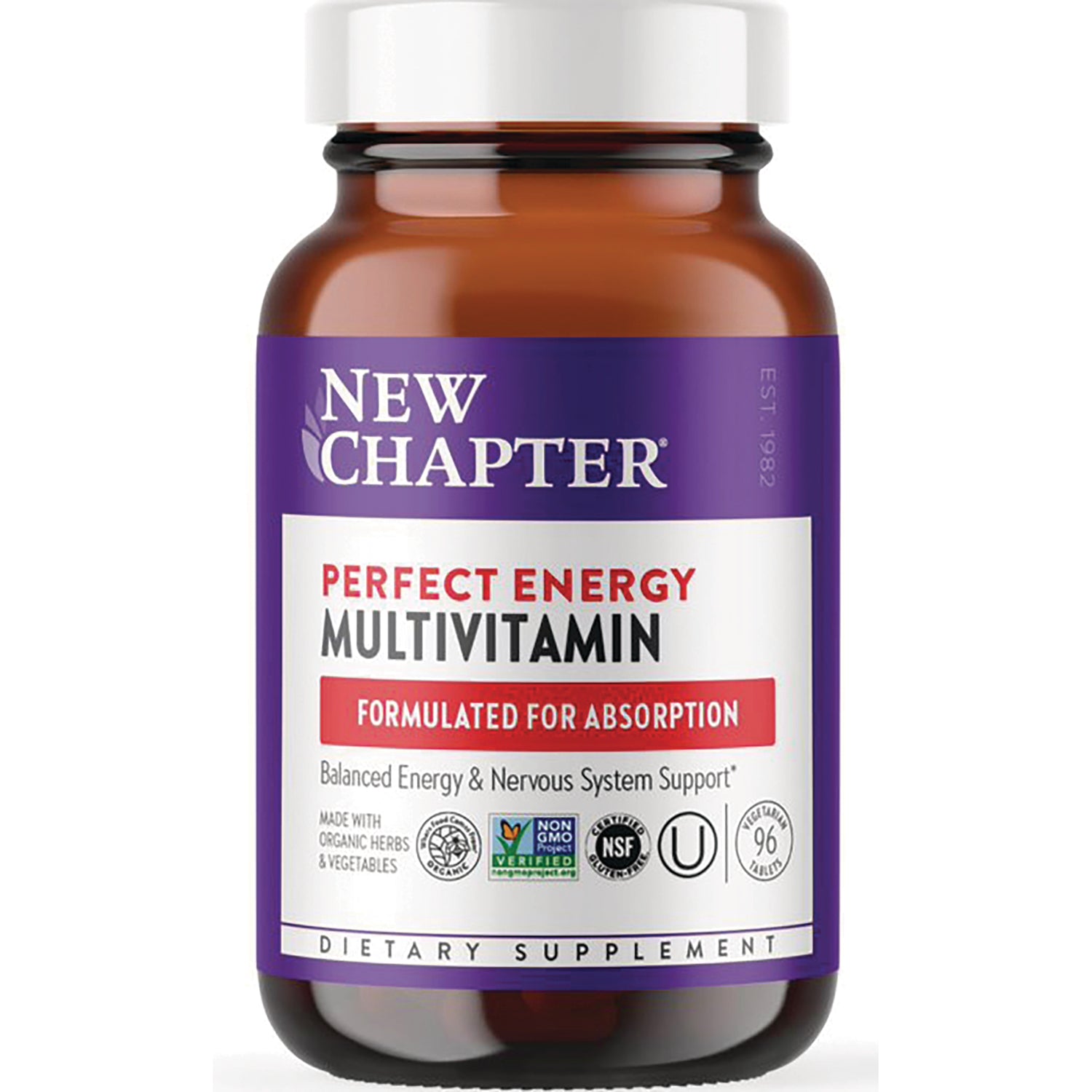 NWC321 | New Chapter Perfect Energy Multivitamin bottle labeled Formulated for Absorption dietary supplement