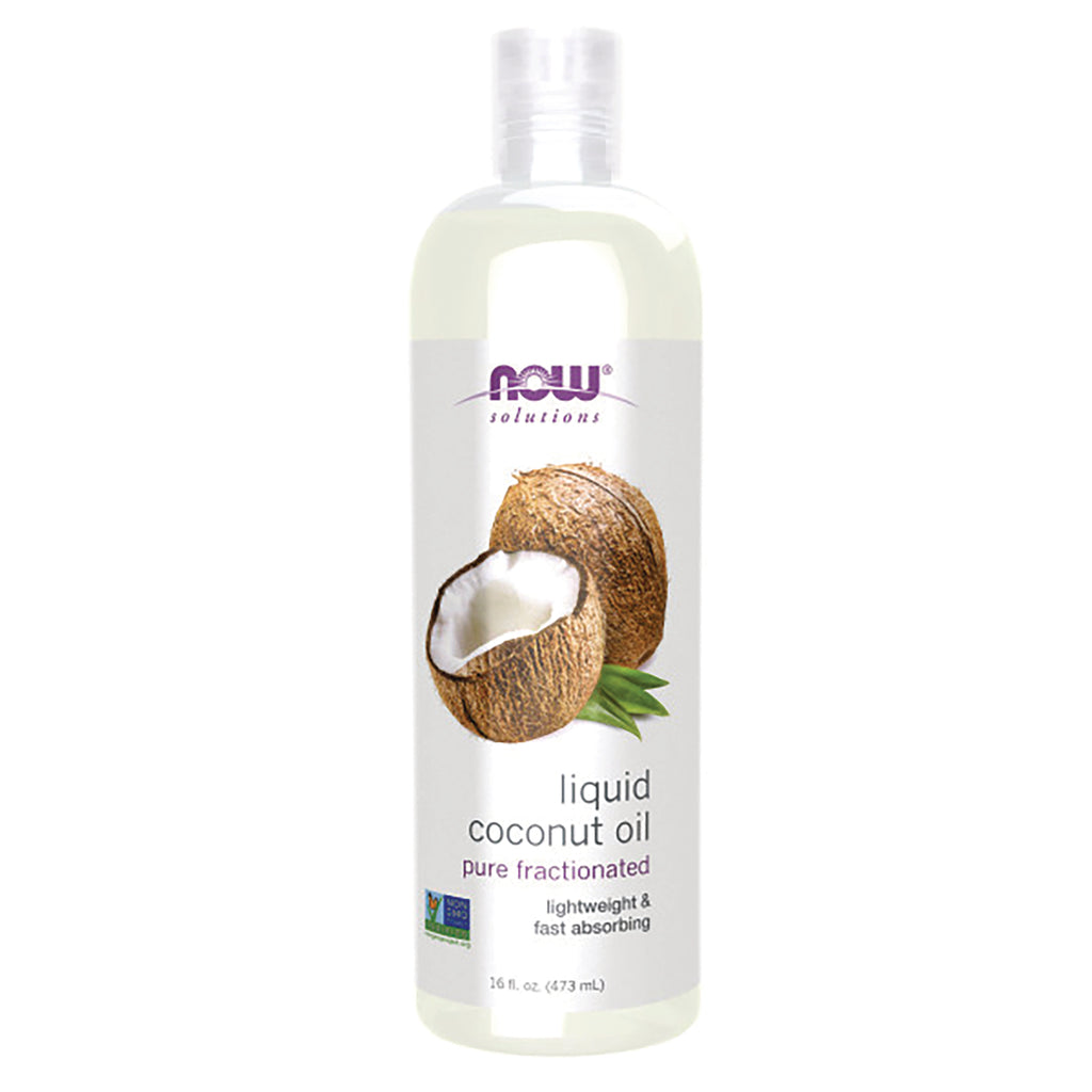 NWF1264 | NOW Solutions liquid coconut oil bottle, front label with halved coconut graphic - Thumbnail