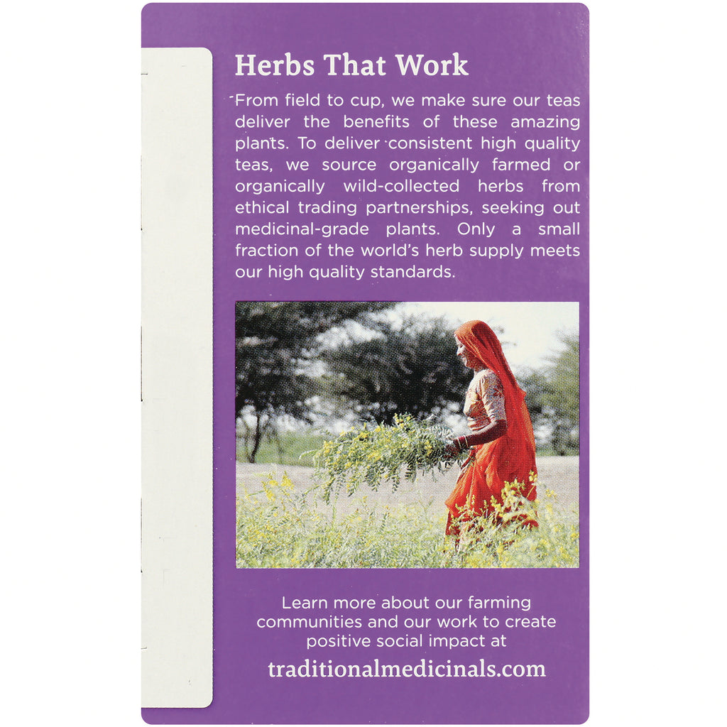 TMD042 | Herbs That Work panel on purple box with sourcing text, farmer harvesting herbs, traditionalmedicinals.com - Thumbnail