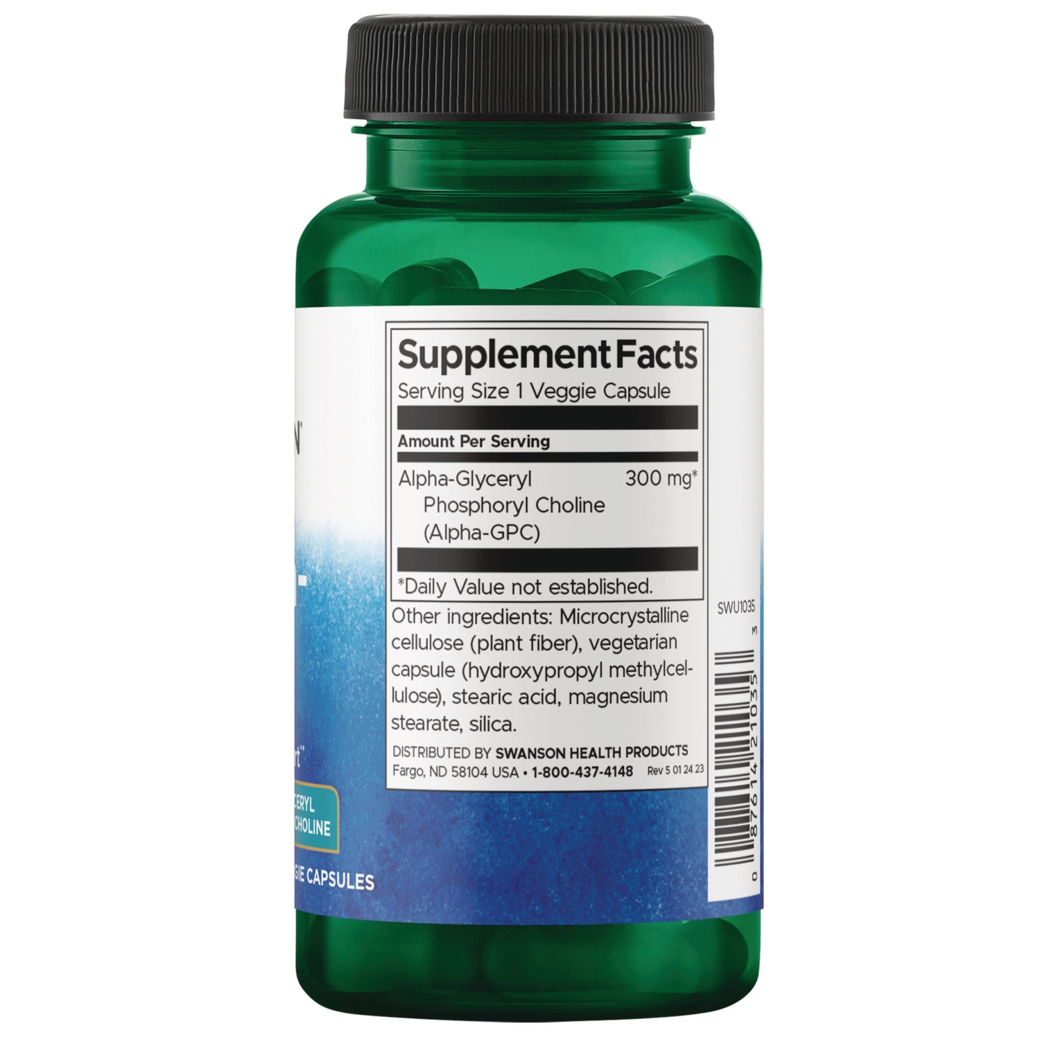 SWU1035 | Back label with supplement facts and serving information