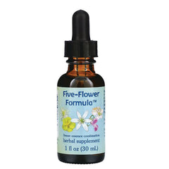 FES010 | Amber glass dropper bottle labeled Five-Flower Formula herbal supplement 1 fl oz (30 mL)