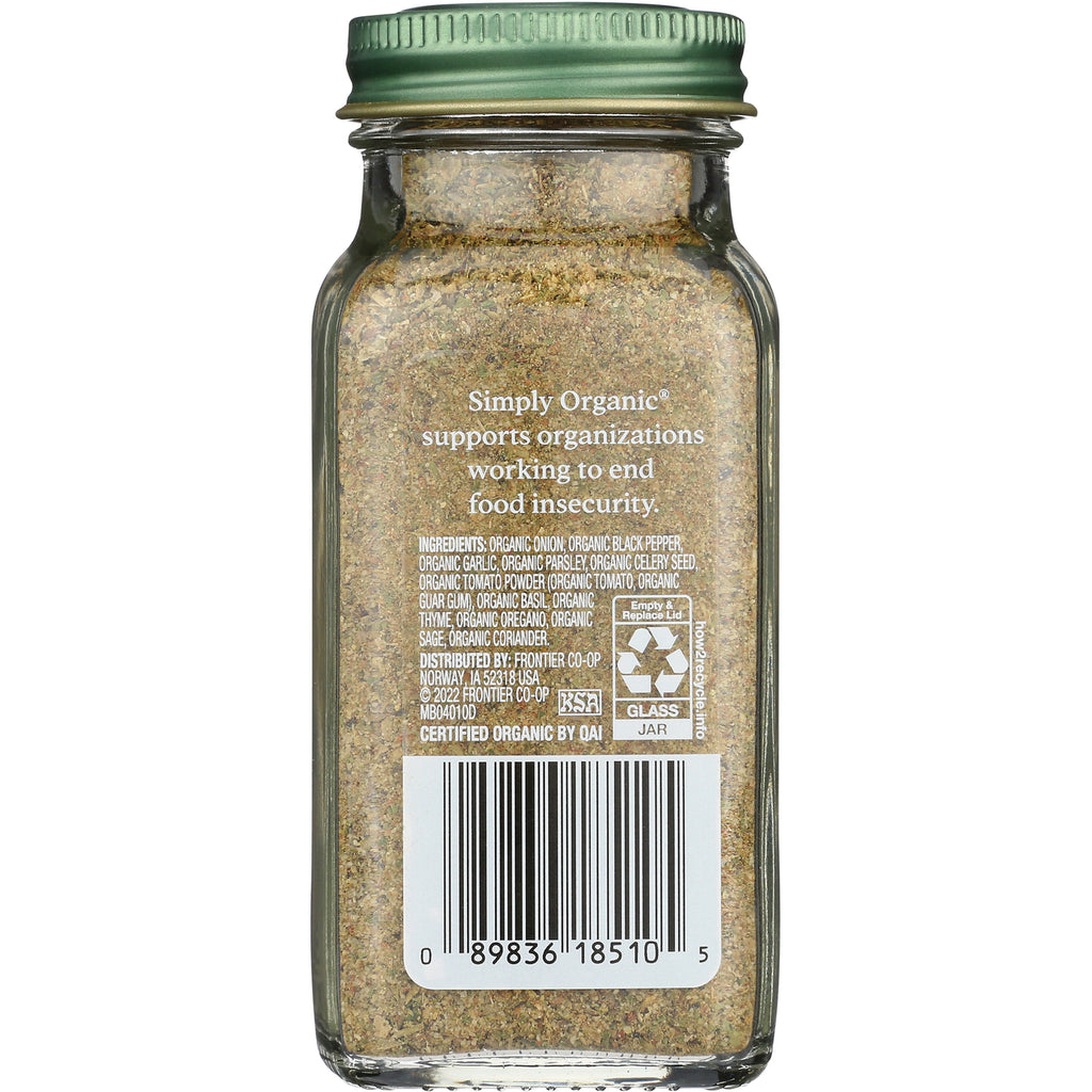 SMP038 | Simply Organic seasoning bottle back label with ingredients, recycling info, and barcode - Thumbnail