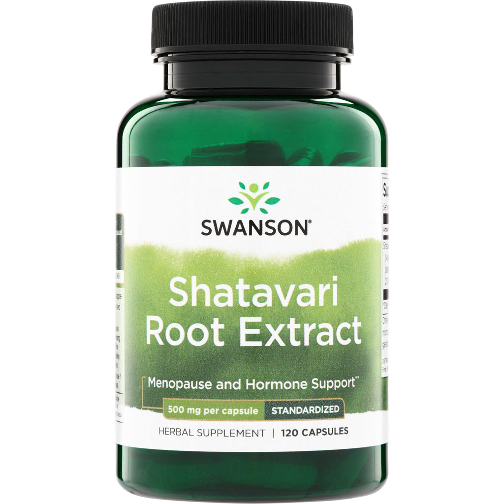 SWH176 | Swanson Shatavari Root Extract, standardized 500 mg per capsule, menopause and hormone support, 120 capsules - Thumbnail