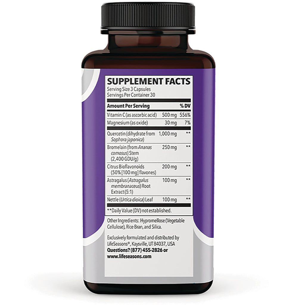 LSS001 | Back label showing Supplement Facts table and ingredient amounts on purple supplement bottle - Thumbnail