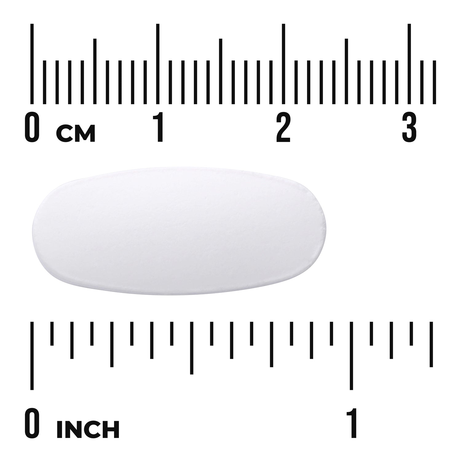 SW810 | White oblong tablet with size scale in cm and inches