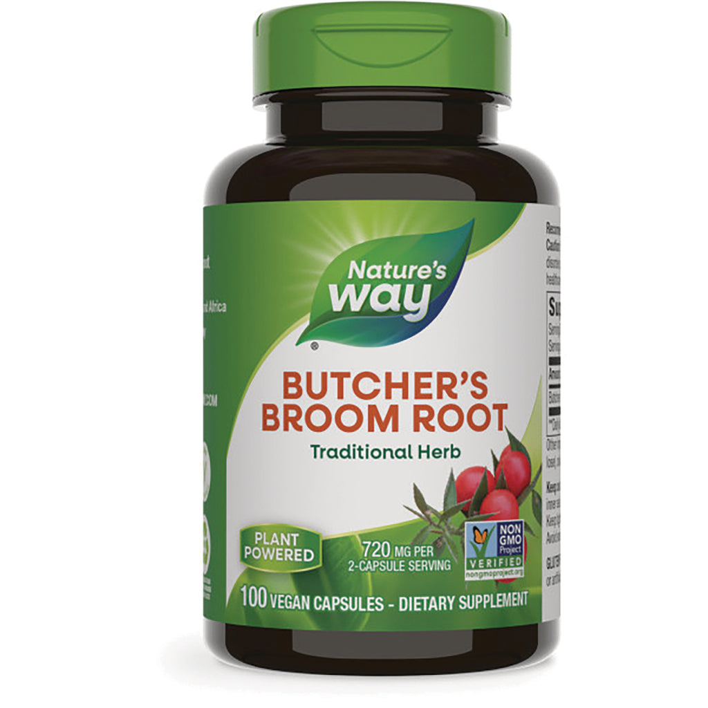NW257 | Nature's Way Butcher's Broom Root dietary supplement bottle front label 100 vegan capsules - Thumbnail