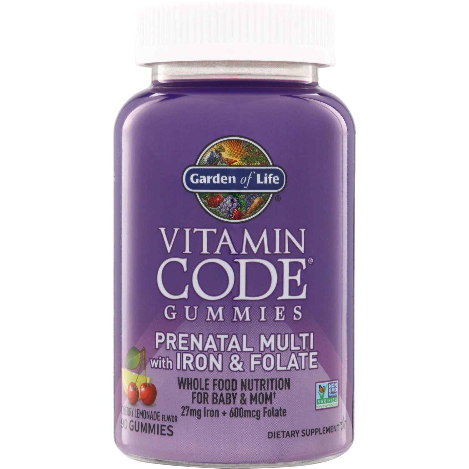 GLF397 | Garden of Life Vitamin Code Gummies Prenatal Multi with Iron & Folate, Cherry Lemonade Flavor, 90 gummies