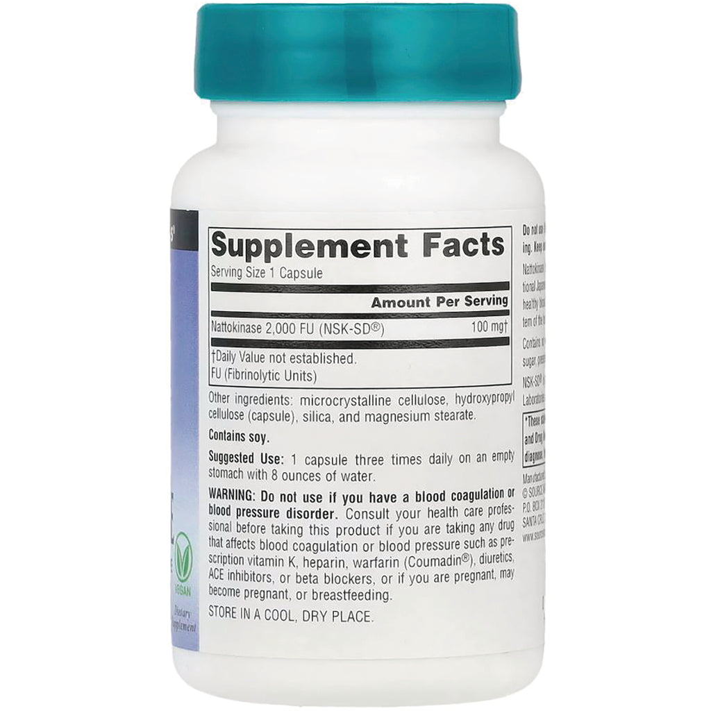 SN513 | Back label showing Supplement Facts for Nattokinase 2,000 FU, serving size 1 capsule - Thumbnail