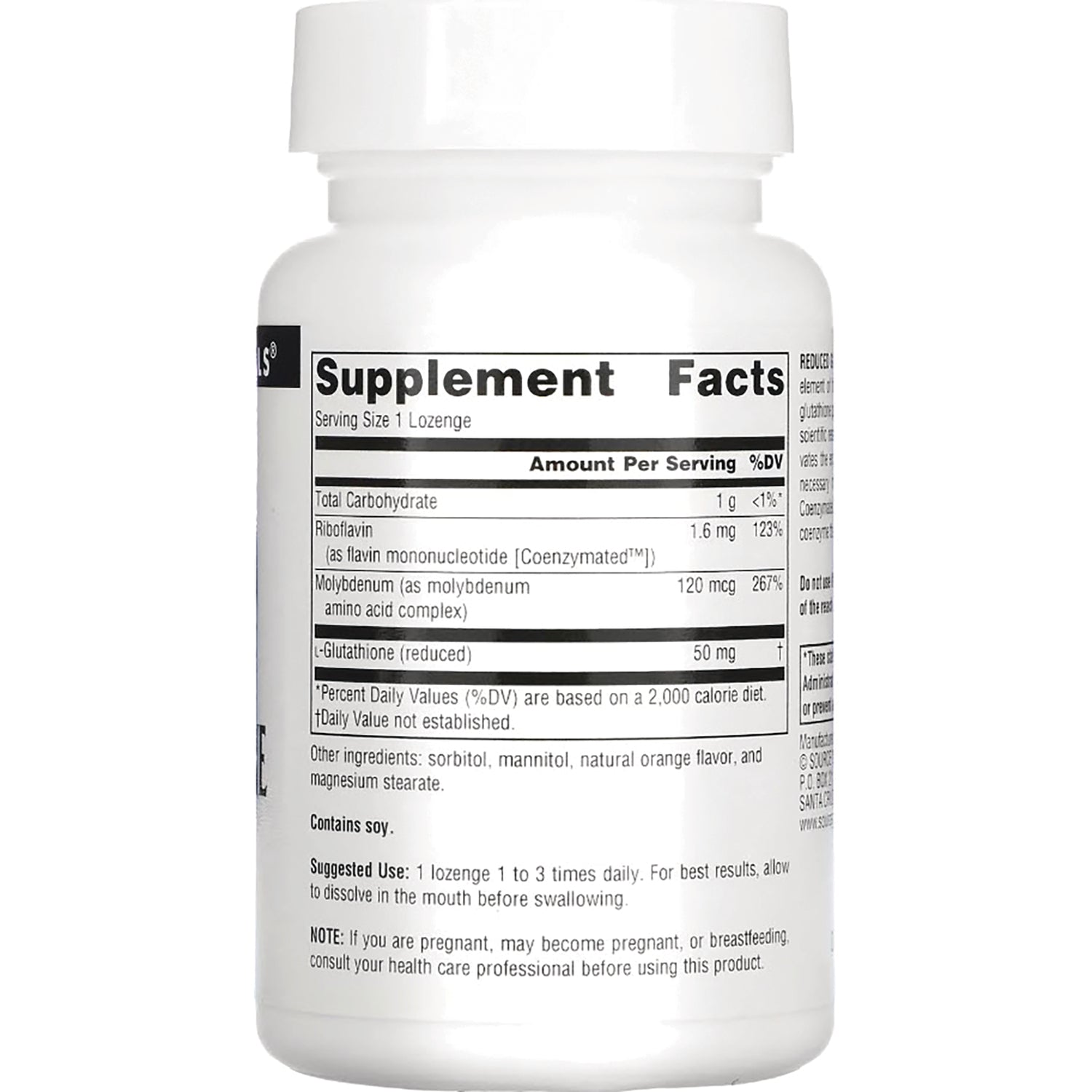 SN729 | Back label with Supplement Facts, ingredients, and suggested use