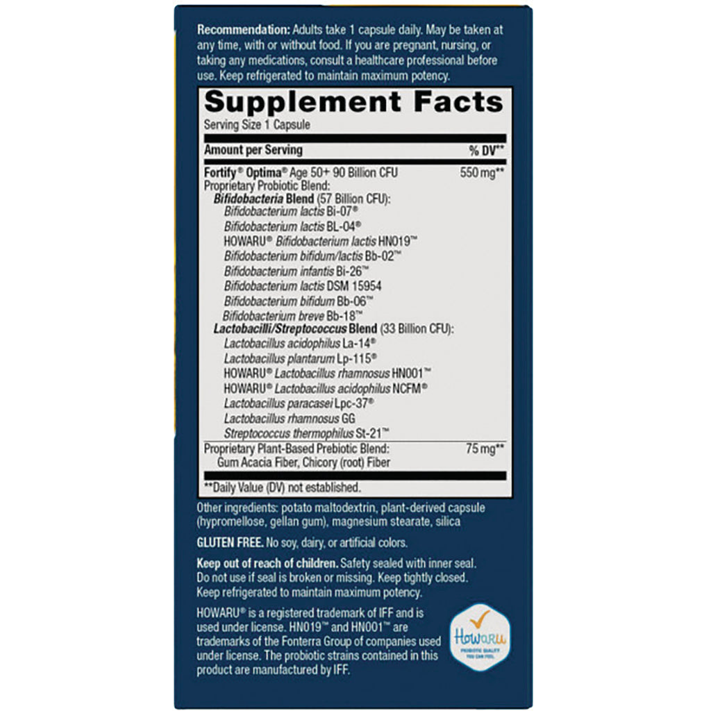 NW805 | Back panel with Supplement Facts listing probiotic strains, serving size and other ingredients - Thumbnail