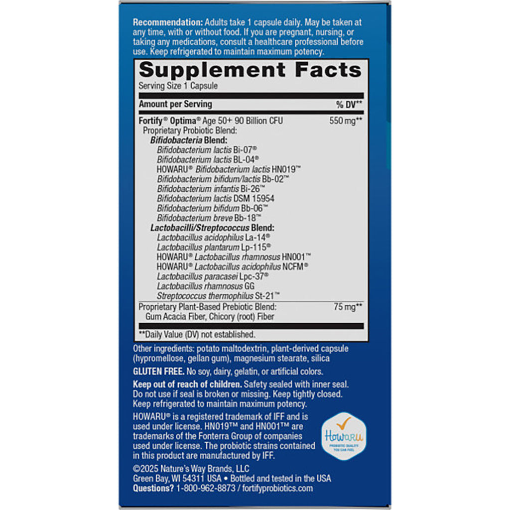 NW805 | Back panel with Supplement Facts listing probiotic strains, serving size and other ingredients - Thumbnail