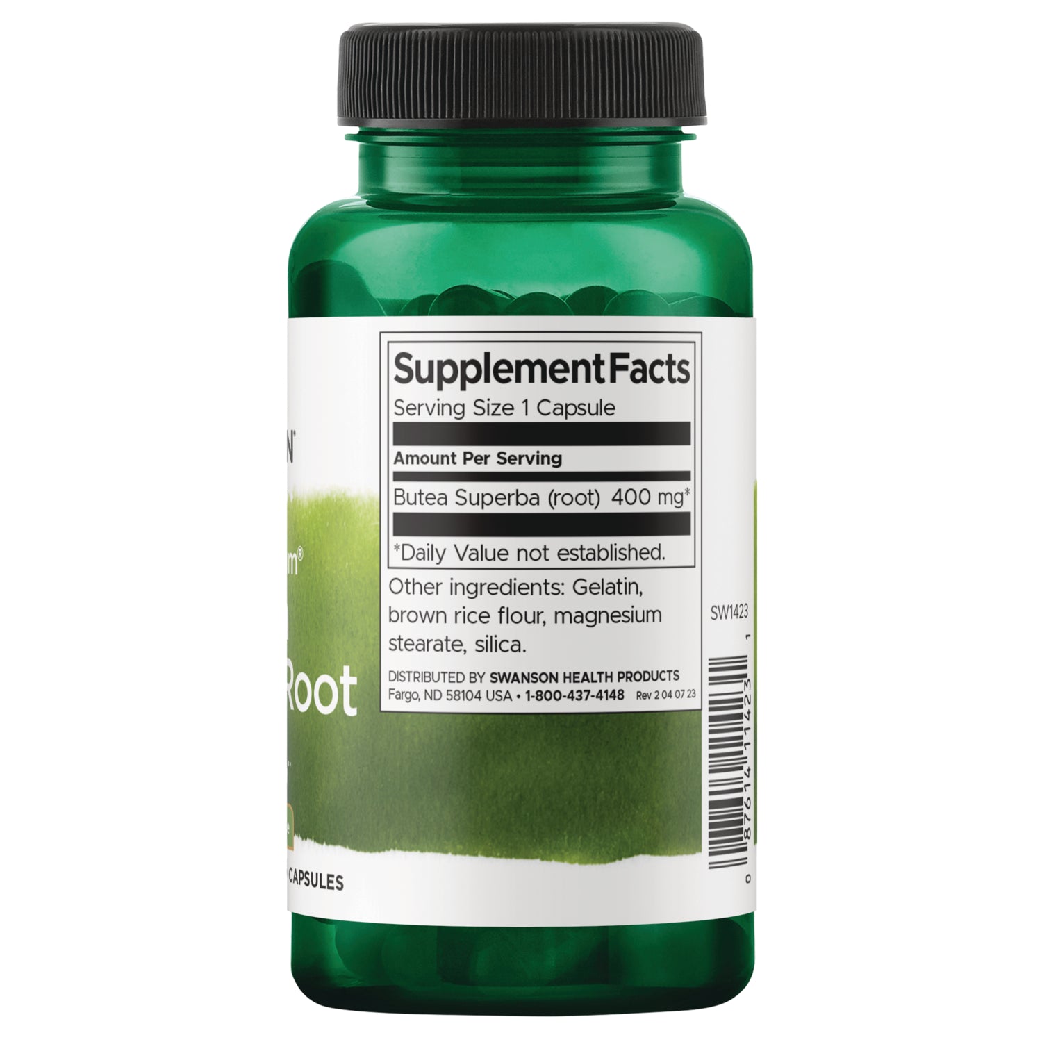 SW1423 | Back label with supplement facts and serving information