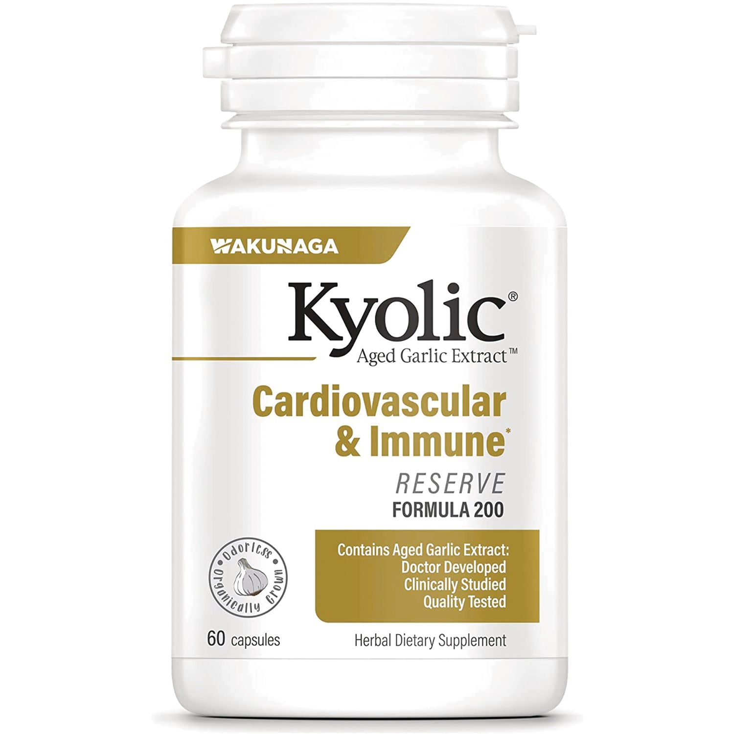 KY114 | Kyolic Aged Garlic Extract cardiovascular & immune reserve formula 200 bottle, 60 capsules