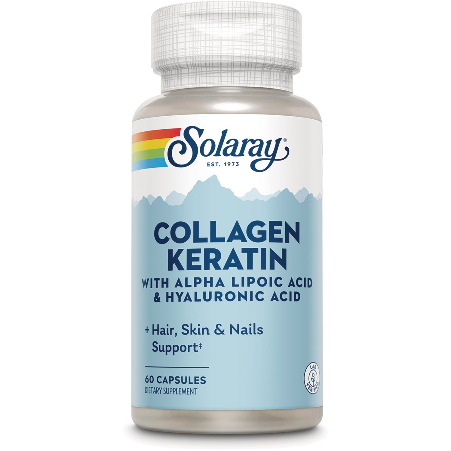 SLR448 | Solaray Collagen Keratin supplement bottle, 60 capsules, hair skin and nails support