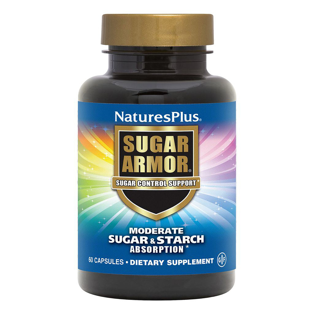 NTP278 | NaturesPlus Sugar Armor sugar blocker bottle with front label reading Blocks up to 50% of sugar & carb absorption - Thumbnail
