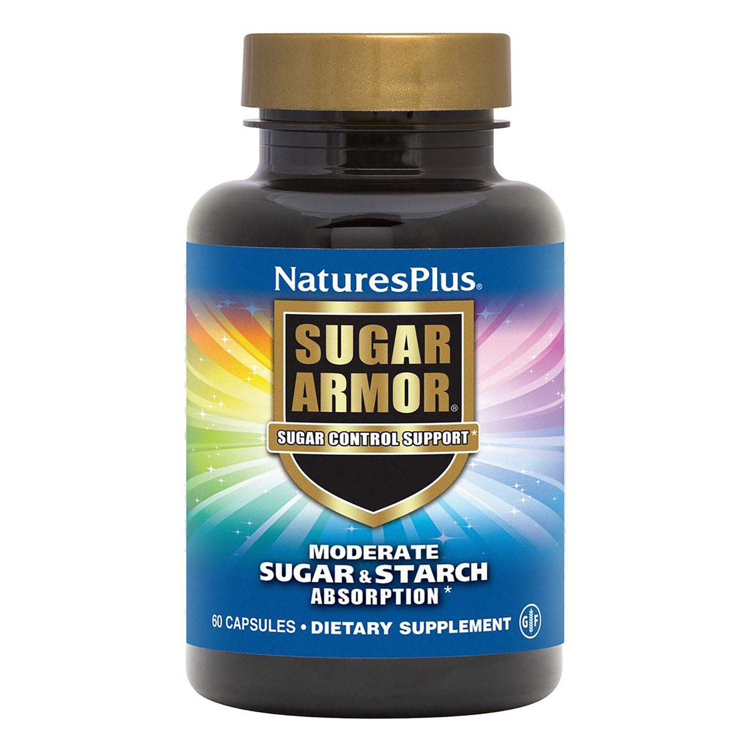 NTP278 | NaturesPlus Sugar Armor sugar blocker bottle with front label reading Blocks up to 50% of sugar & carb absorption