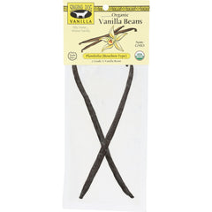 SDV003 | Singing Dog Vanilla organic vanilla beans package showing two whole vanilla beans