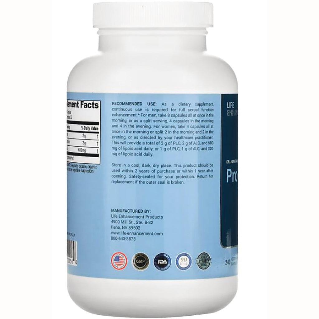 LEN002 | back label of white supplement bottle showing recommended use, manufacturer details, and certification seals - Thumbnail