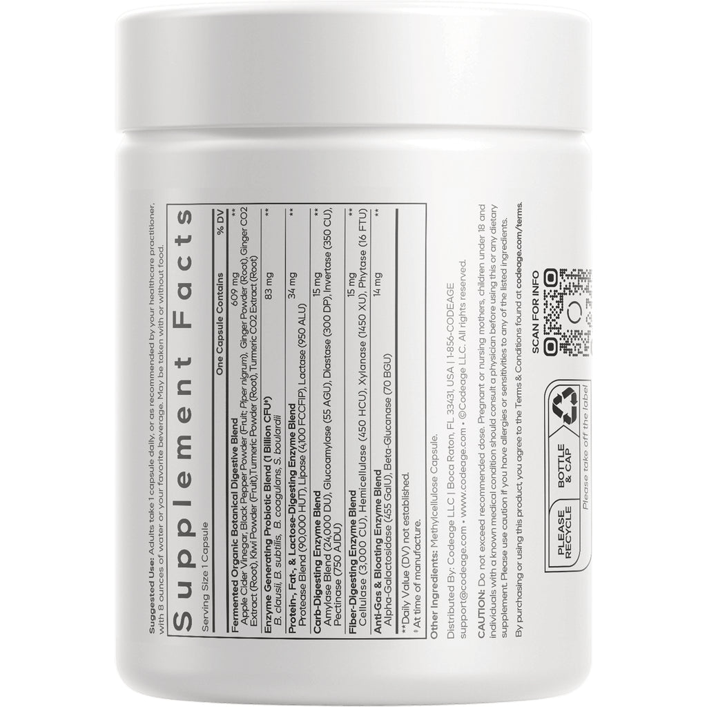 CDG037 | back of white supplement bottle showing supplement facts panel, ingredients and barcode - Thumbnail