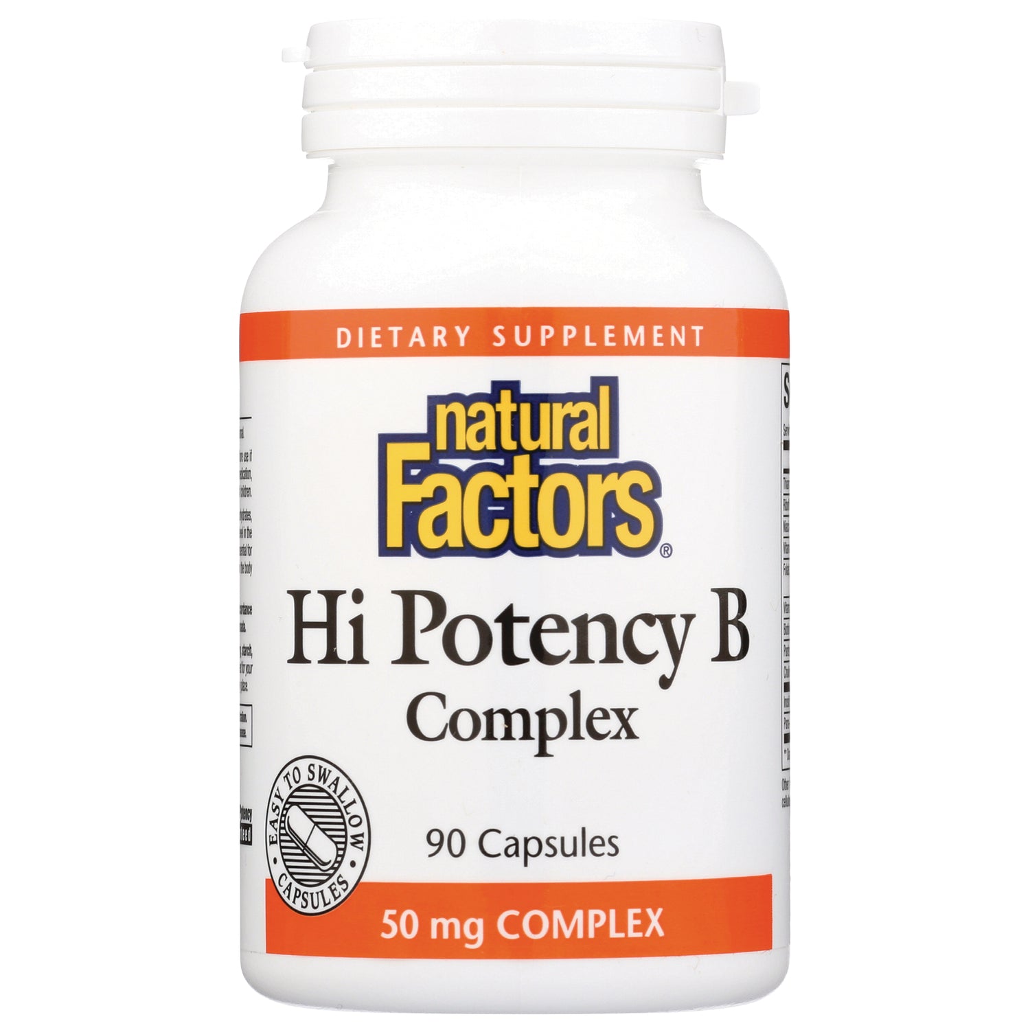 NFC069 | Natural Factors Hi Potency B Complex bottle, 90 capsules, 50 mg complex