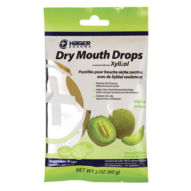 HGP007 | Dry Mouth Drops Xylitol melon flavor sugarless drops pouch front - Thumbnail