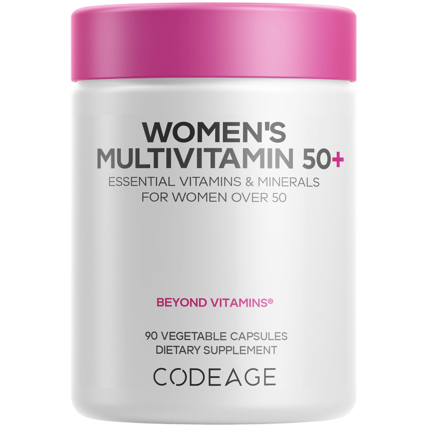 CDG059 | CODEAGE white bottle labeled Women's Multivitamin 50+ essential vitamins and minerals for women over 50, 90 vegetable capsules