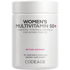 CDG059 | CODEAGE white bottle labeled Women's Multivitamin 50+ essential vitamins and minerals for women over 50, 90 vegetable capsules