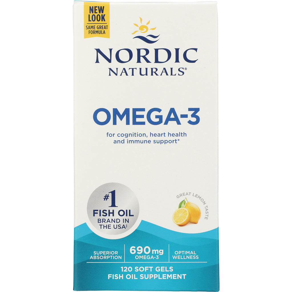 NRN012 | Nordic Naturals Omega-3 soft gel box, 690 mg, 120 soft gels, great lemon taste - Thumbnail