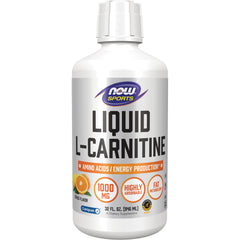 NWF760 | NOW Sports Liquid L-Carnitine bottle, citrus flavor, 32 fl oz label reading LIQUID L-CARNITINE and 1000 MG