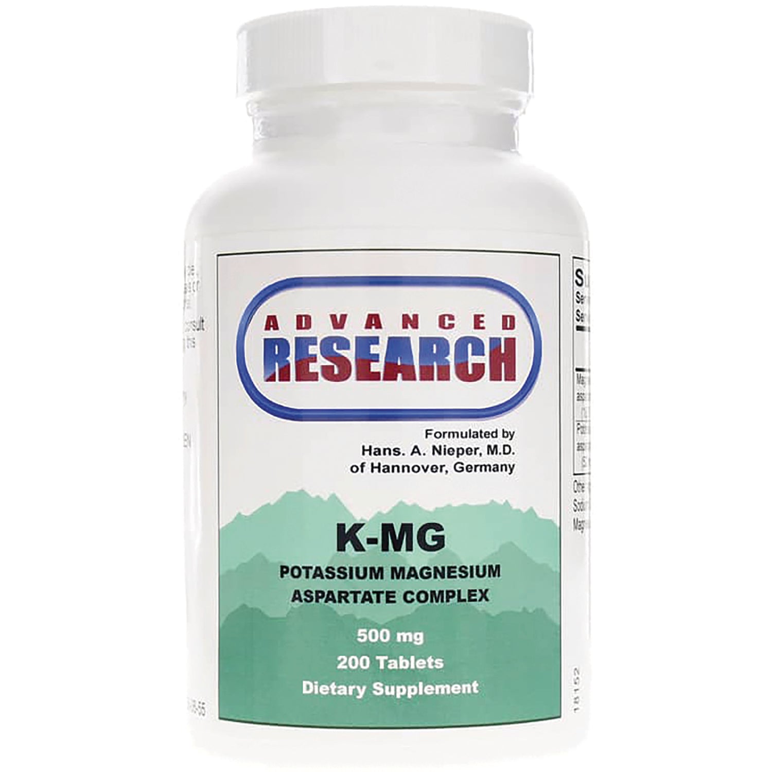 ADR020 | Advanced Research K-MG potassium magnesium aspartate complex 500 mg, 200 tablets dietary supplement