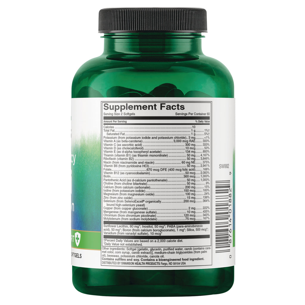 SW1074 | Back of green supplement bottle with Supplement Facts and ingredients panel - Thumbnail
