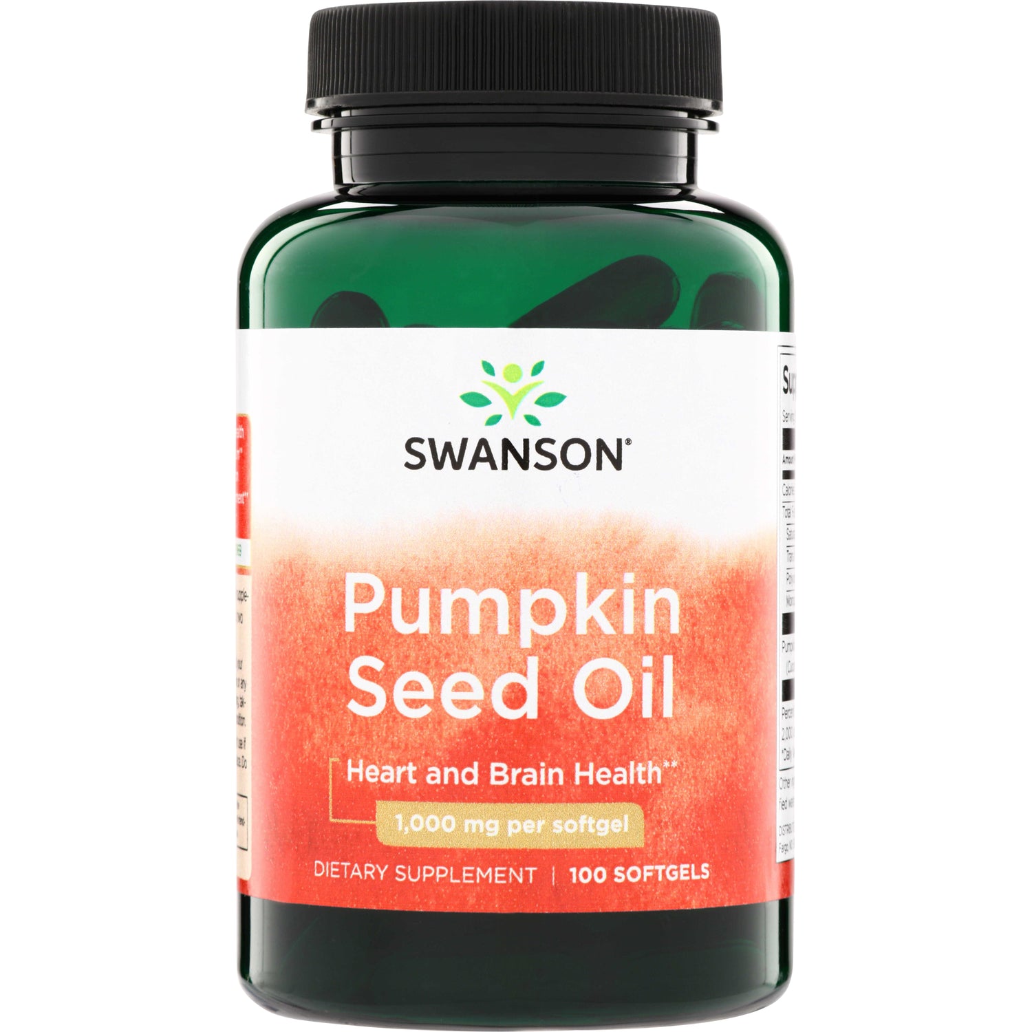 SW364 | Swanson Pumpkin Seed Oil dietary supplement, 1,000 mg per softgel, bottle of 100 softgels, Heart and Brain Health