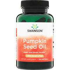 SW364 | Swanson Pumpkin Seed Oil dietary supplement, 1,000 mg per softgel, bottle of 100 softgels, Heart and Brain Health