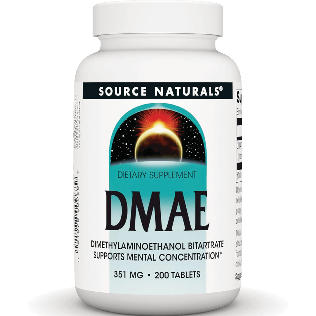 SN478 | Source Naturals DMAE dietary supplement, 351 mg, 200 tablets - Thumbnail