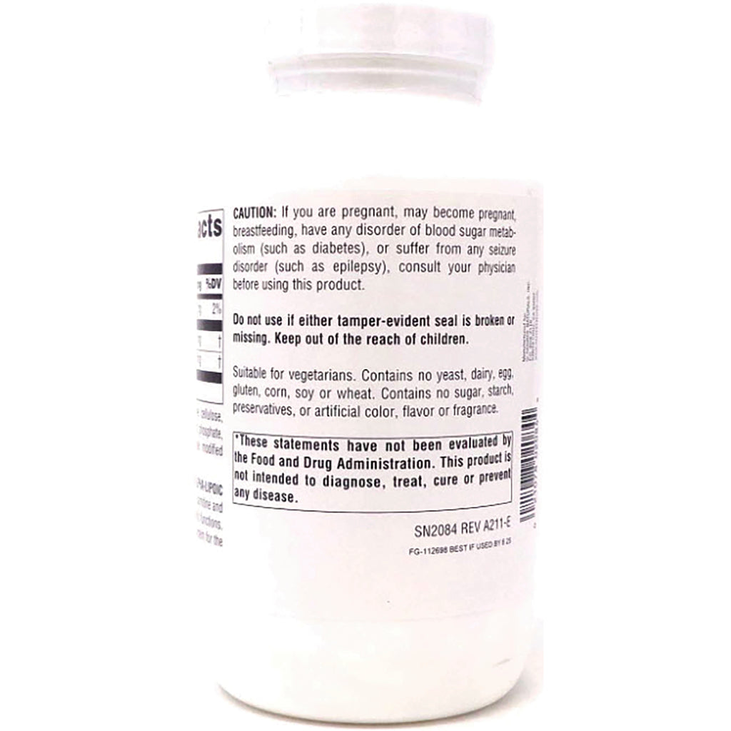 SN183 | Supplement bottle back label with caution statement, tamper-evident seal notice, vegetarian info, and FDA disclaimer - Thumbnail