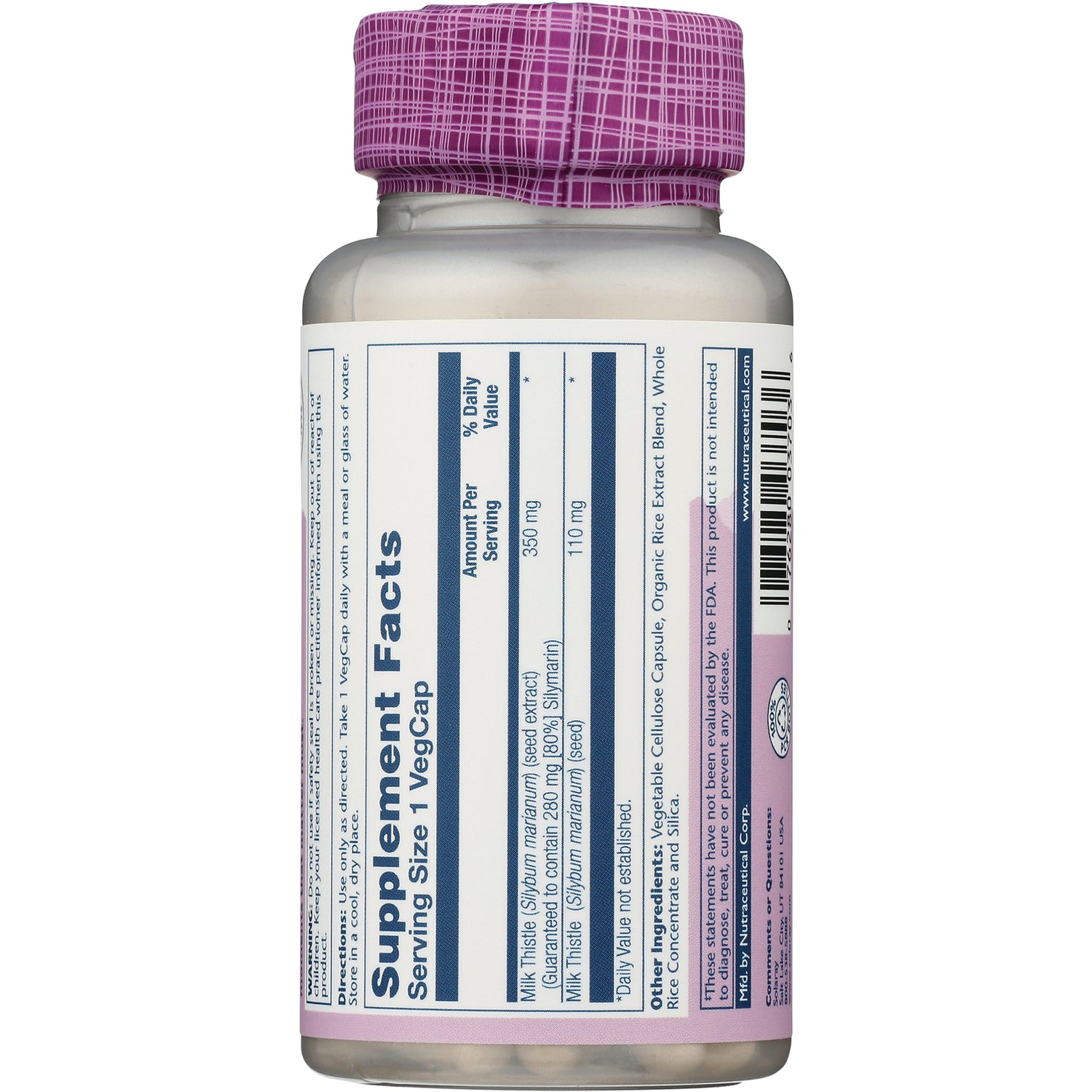 SLR202 | Back label showing Supplement Facts, Serving Size 1 VegCap, directions, ingredients, and barcode