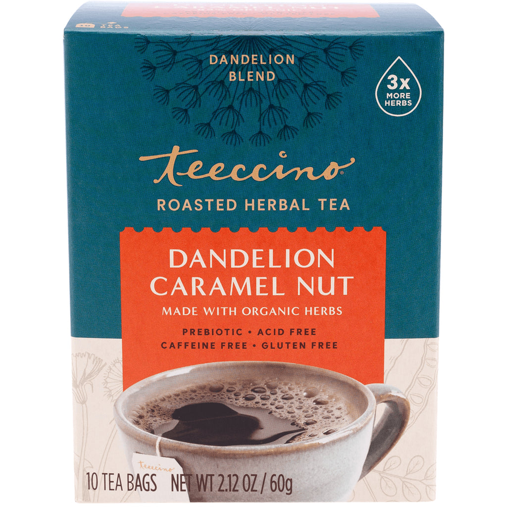TCN018 | Teeccino Roasted Herbal Tea, Dandelion Caramel Nut blend box, 10 tea bags, caffeine free - Thumbnail