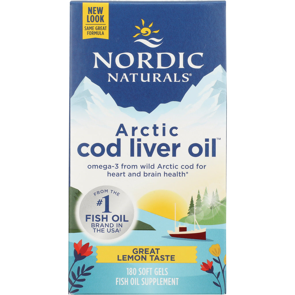 NRN020 | Nordic Naturals Arctic cod liver oil box, great lemon taste, 180 soft gels - Thumbnail