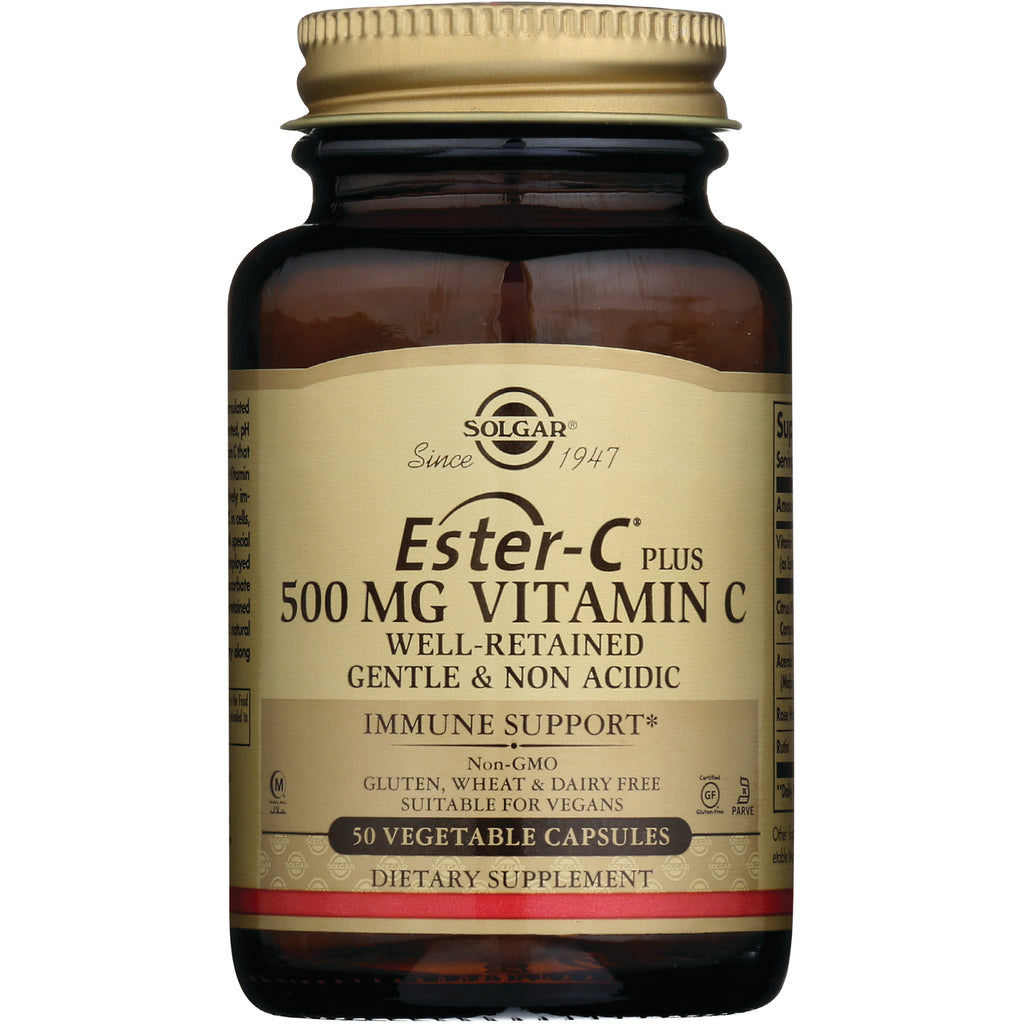 SLG275 | Solgar Ester-C Plus 500 mg vitamin C bottle, 50 vegetable capsules, front label - Thumbnail