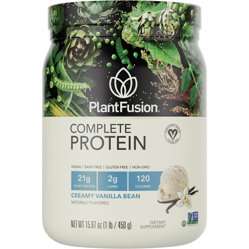 PFU001 | PlantFusion Complete Protein creamy vanilla bean powder tub 15.87 oz - Thumbnail