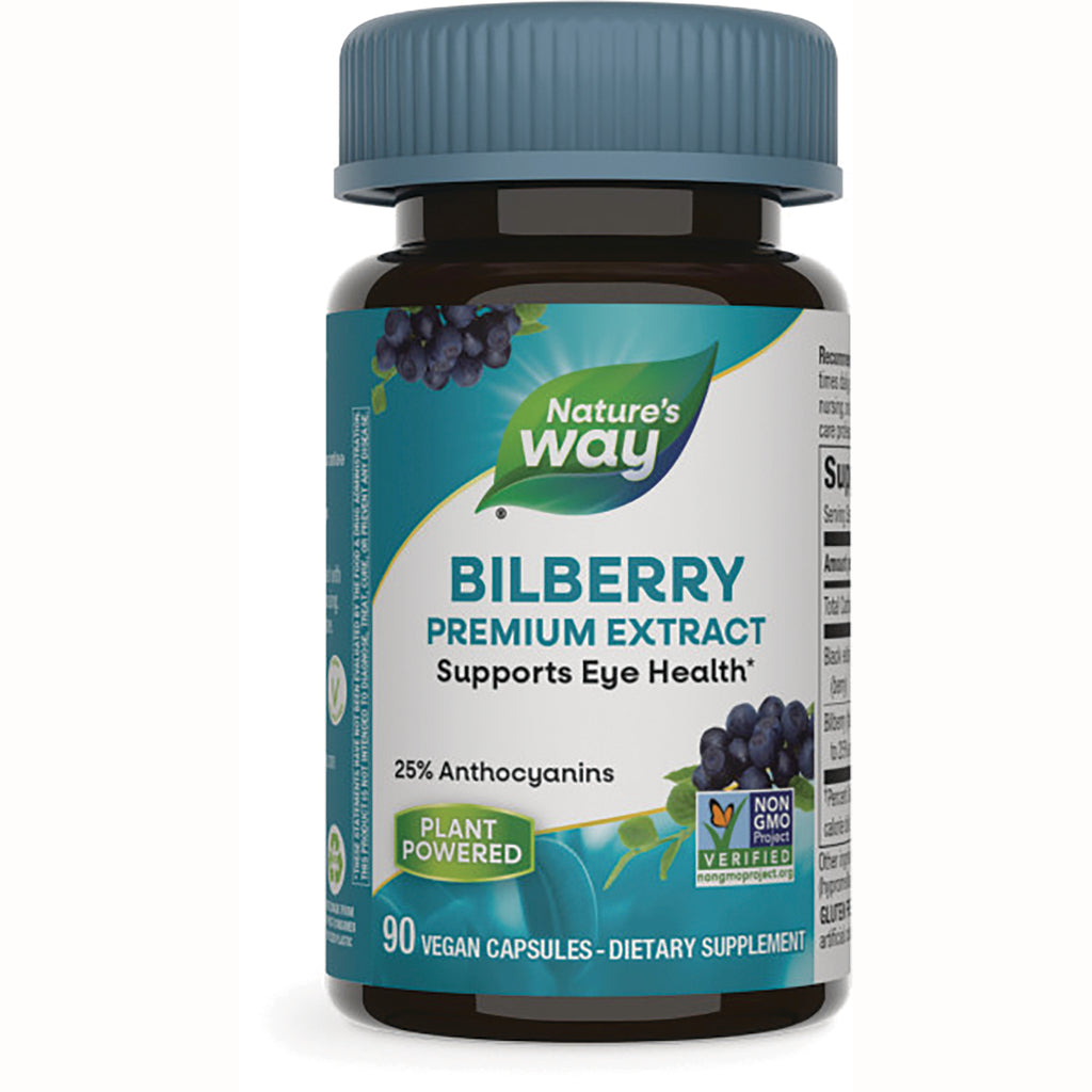NW513 | Nature's Way Bilberry premium extract bottle, 90 vegan capsules, supports eye health - Thumbnail