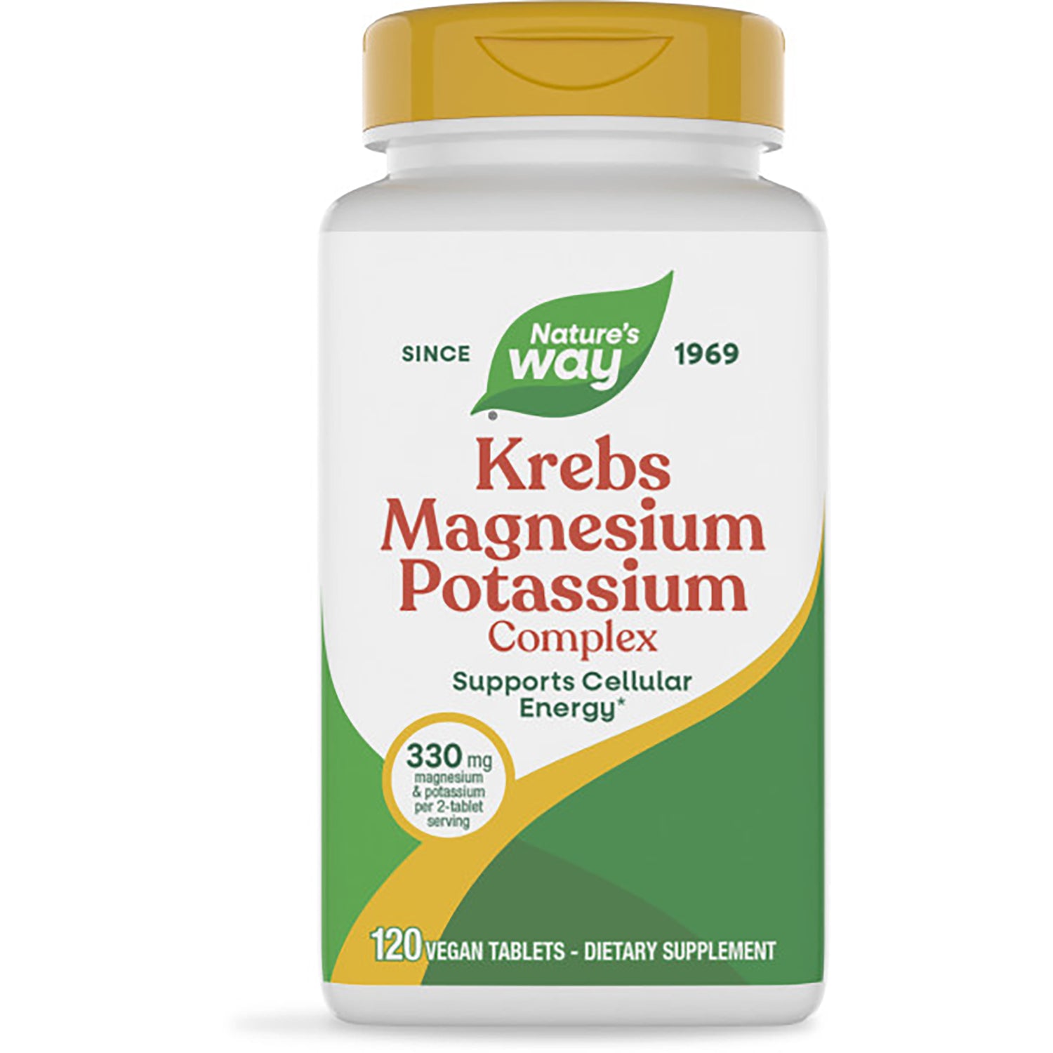 ET134 | Nature's Way Krebs Magnesium Potassium Complex bottle with green label, 120 vegan tablets