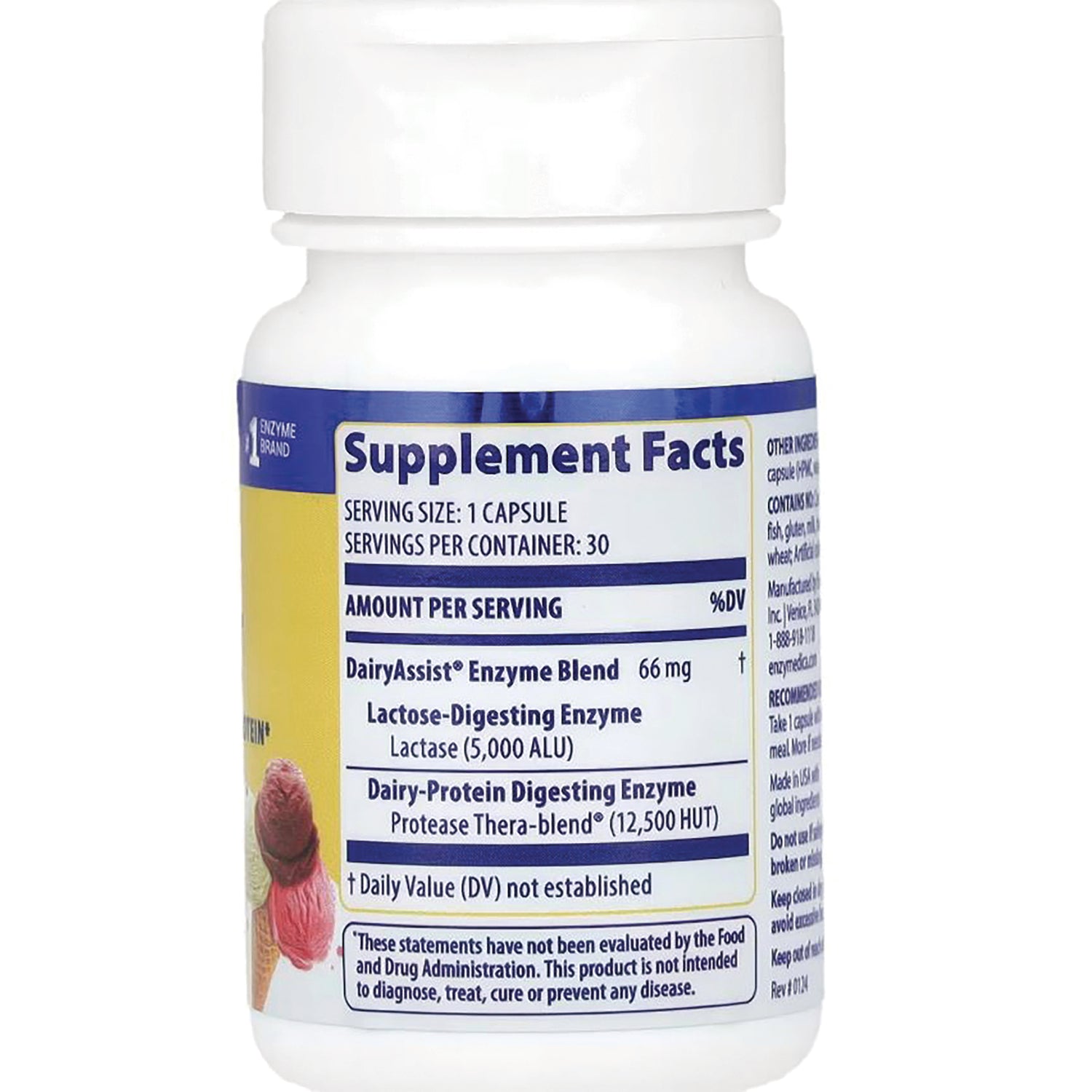 EMD056 | bottle back showing Supplement Facts label with serving size 1 capsule and ingredient blend details