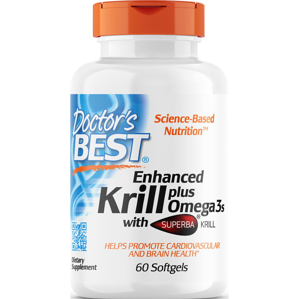 DB166 | Doctor's Best Enhanced Krill plus Omega3s with SUPERBA krill supplement bottle, 60 Softgels - Thumbnail