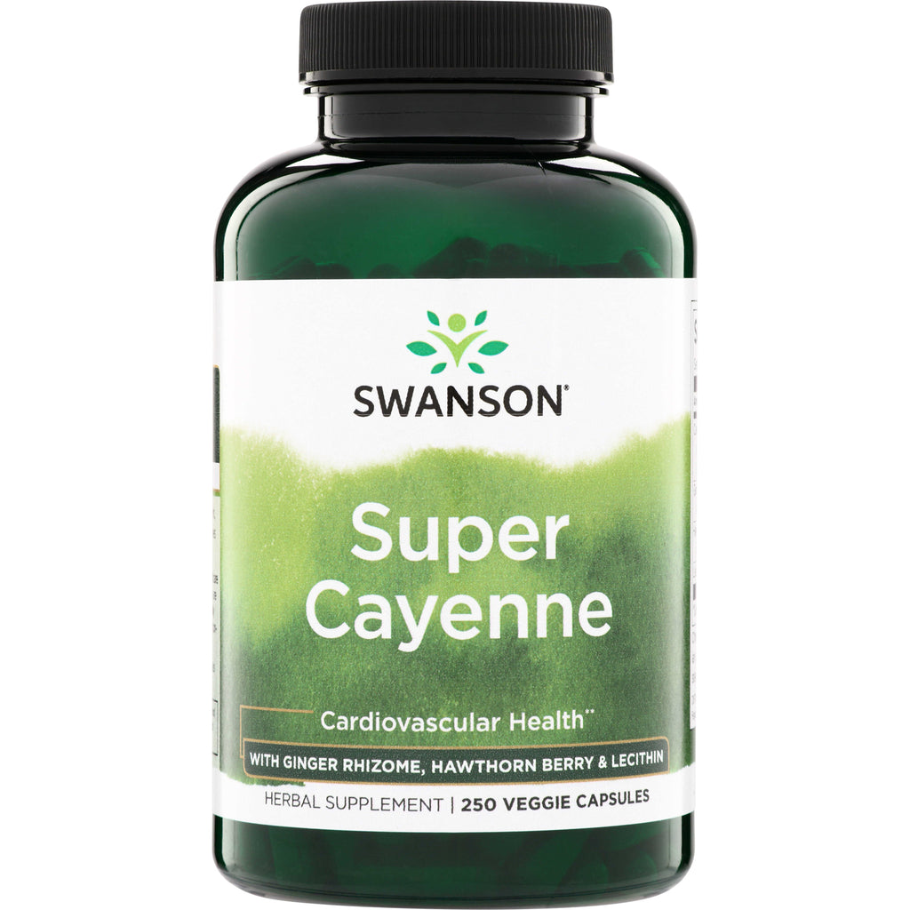 SW1739 | Swanson Super Cayenne, Cardiovascular Health, herbal supplement, 250 veggie capsules - Thumbnail