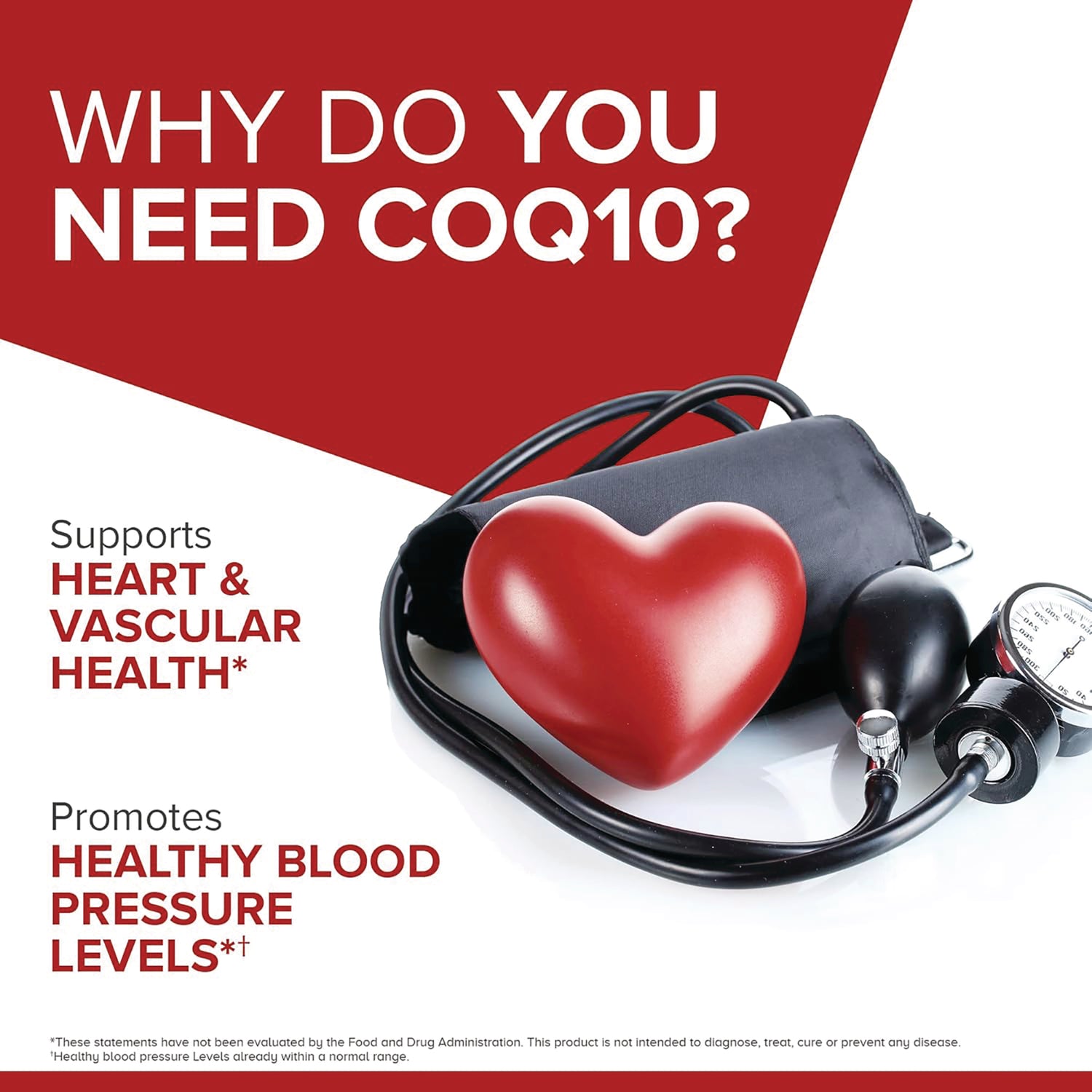 QNL002 | Why You Need CQ10? Heart and vascular health infographic with blood pressure cuff and heart graphic