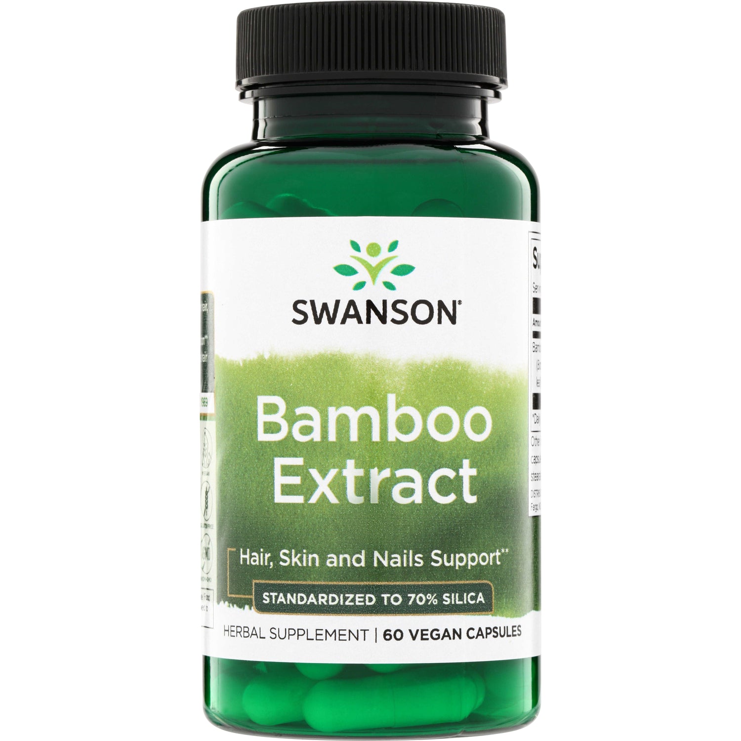 SWH190 | Swanson Bamboo Extract, Hair, Skin and Nails Support, standardized to 70% silica, 60 vegan capsules