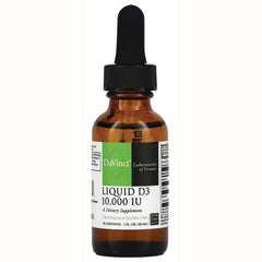 DVL001 | Amber dropper bottle labeled DaVinci Liquid D3 10,000 IU dietary supplement
