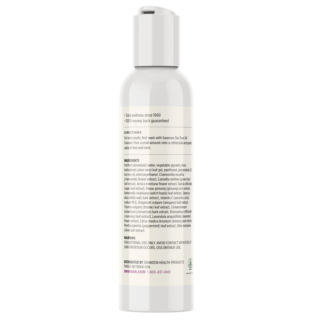 SWU747 | Ingredients, directions, and warning text for Swanson Tea Tree Oil Cleanser - Thumbnail