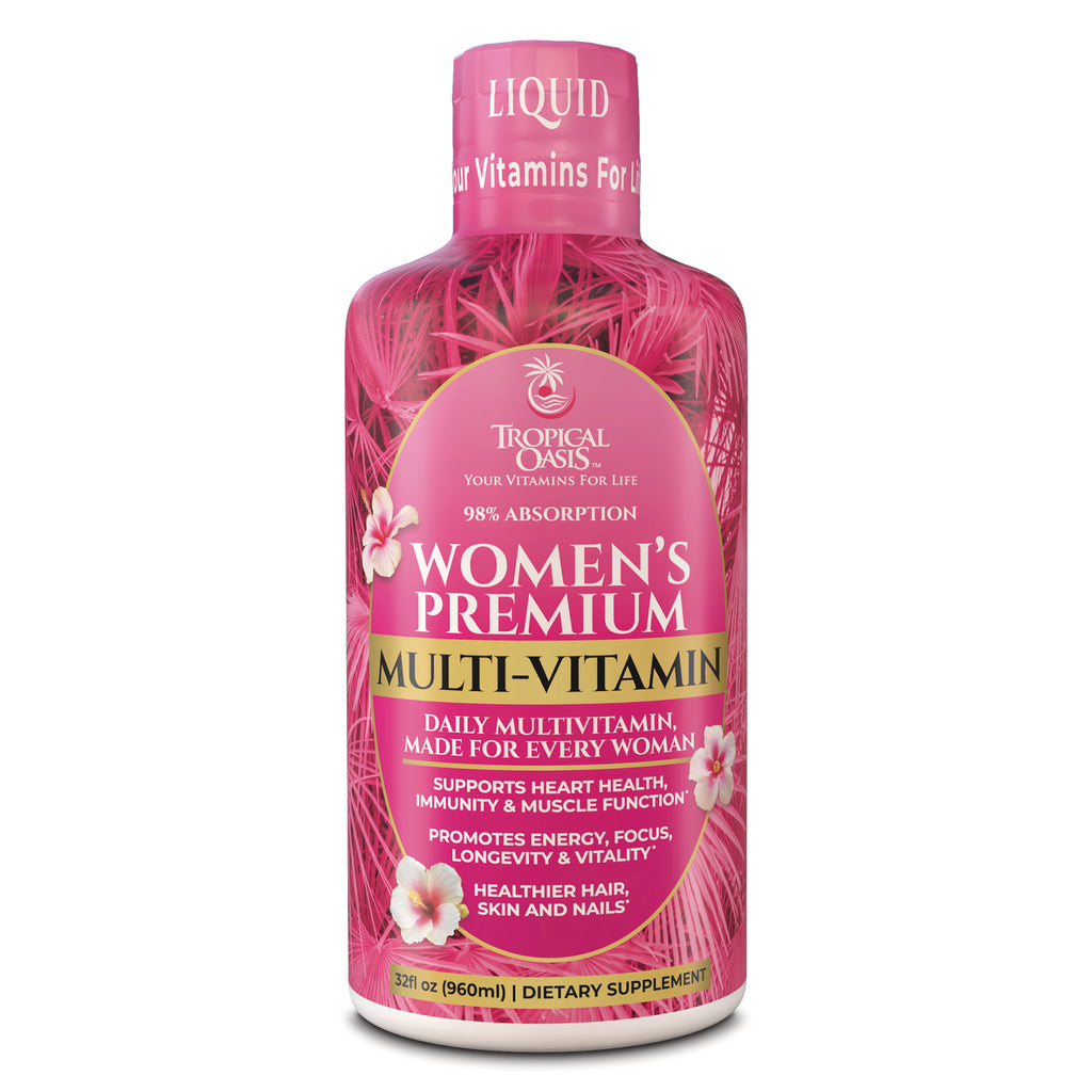 TPL028 | Tropical Oasis Women's Premium Multi-Vitamin liquid, 32 fl oz bottle, front label - Thumbnail